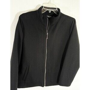 Onque Casual Women's Petite Jacket Black Metal Zipper Sz PXL